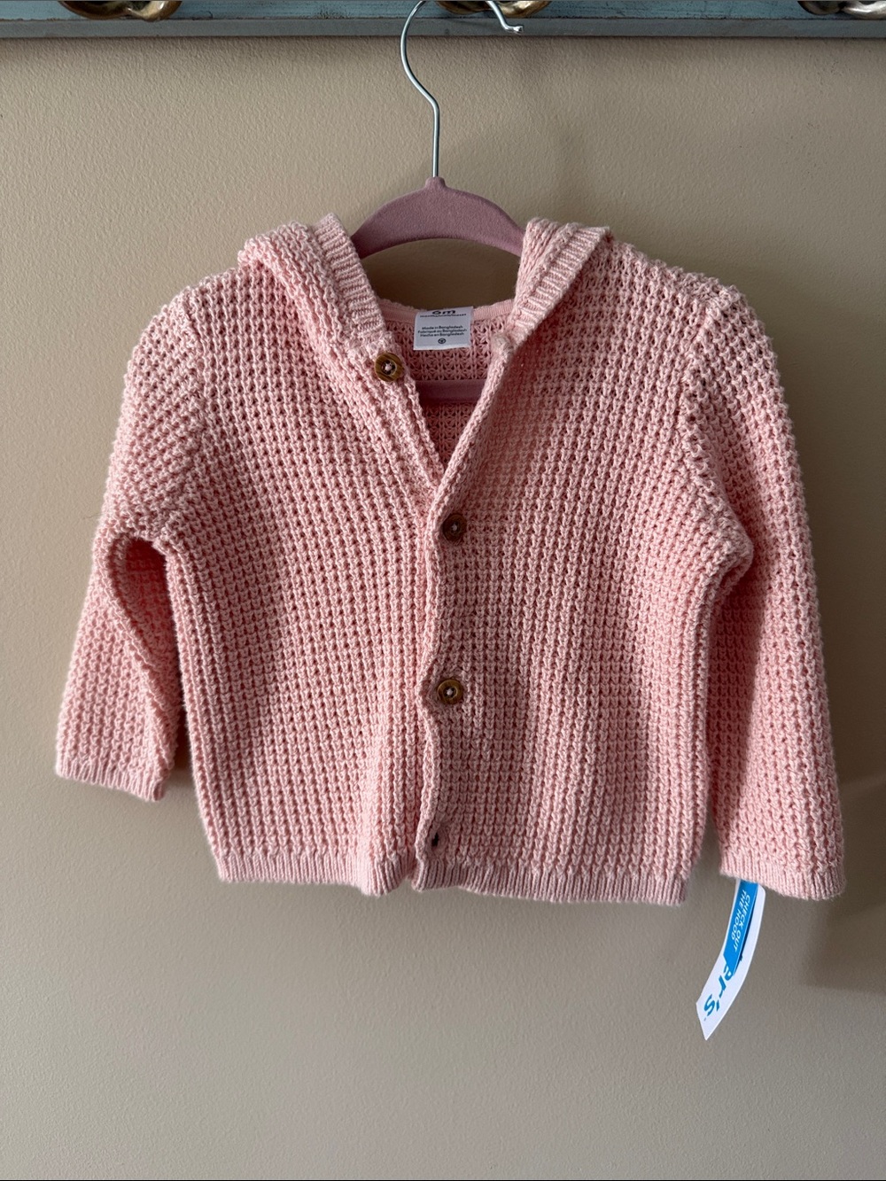 Carter's Pink Knit Hooded Button-Up Cardigan